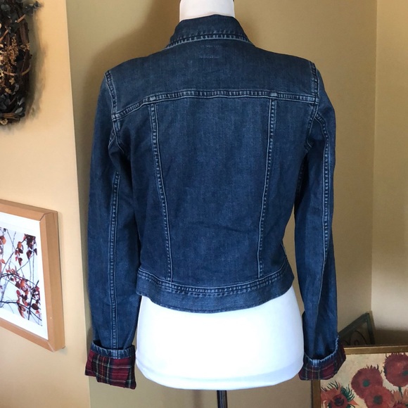 RALPH LAUREN size Medium Jean Denim Stretch Jacket Red Plaid FlipCuffs  $249 NEW - Picture 7 of 12